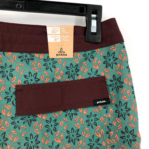 PRANA Men's Vintage Boardshort Size 30 Green Cove Geo Floral 8" Inseam Swim NWT - Picture 8 of 9